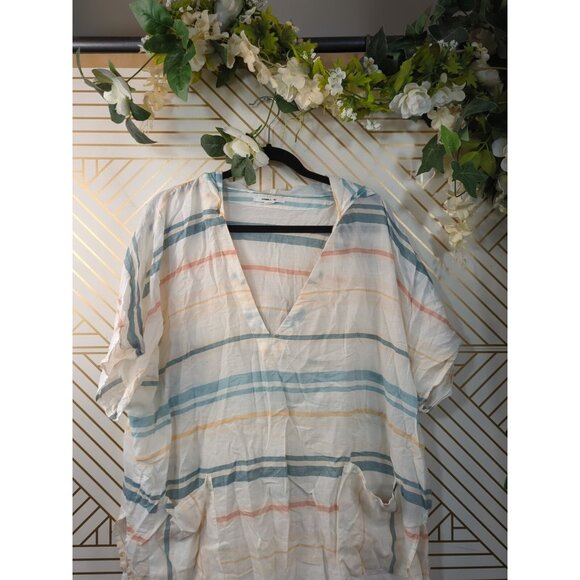 O'NEILL Women's Tava Coverup Striped Hooded Colorful Multicolor Cotton Size XS/S - Picture 2 of 7